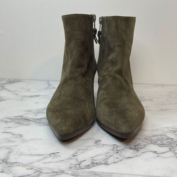 Stuart Weitzman Khaki Green Suede Booties 5 - Picture 3 of 10